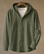 Elias Linen-Blend Hooded Shirt