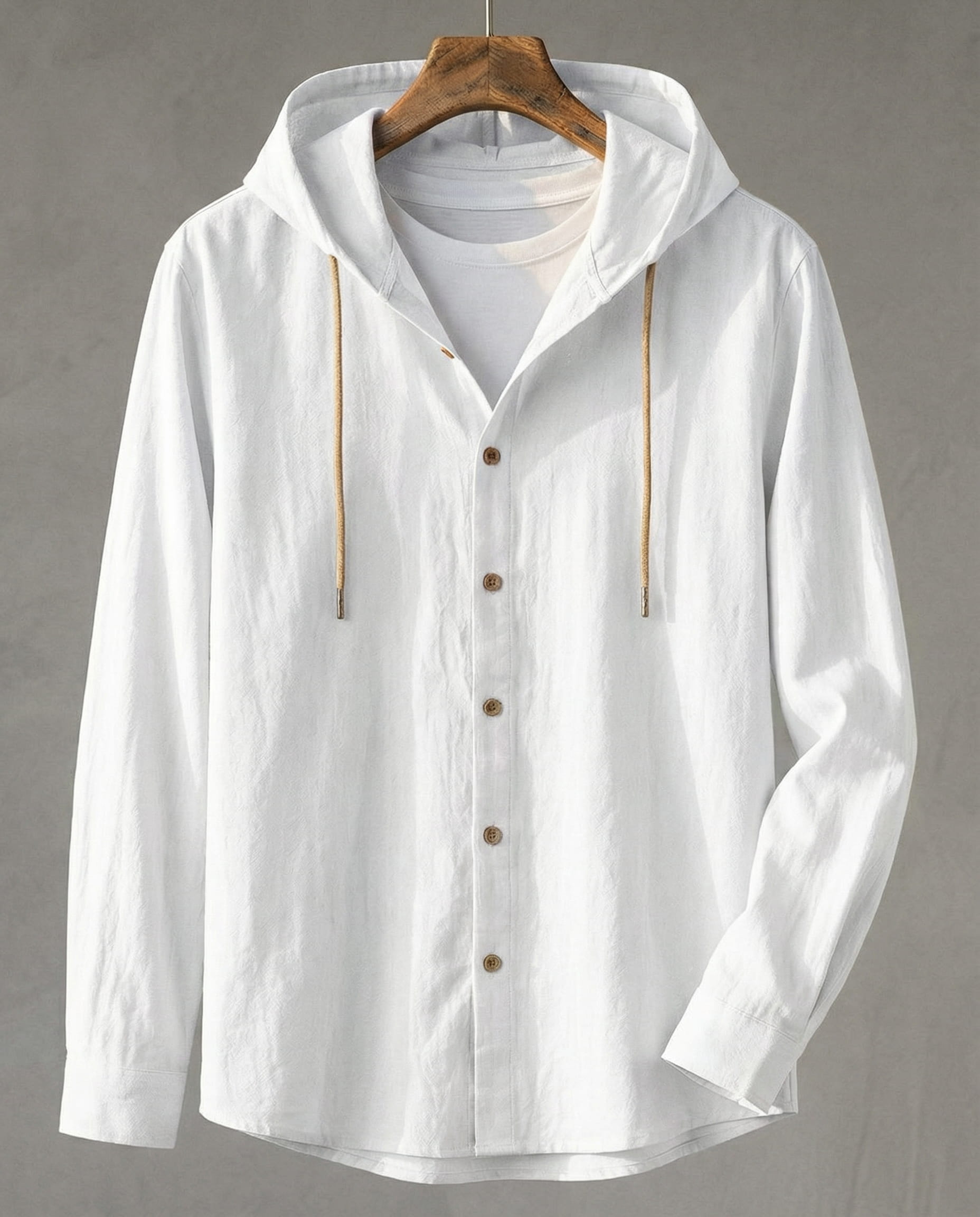 Elias Linen-Blend Hooded Shirt