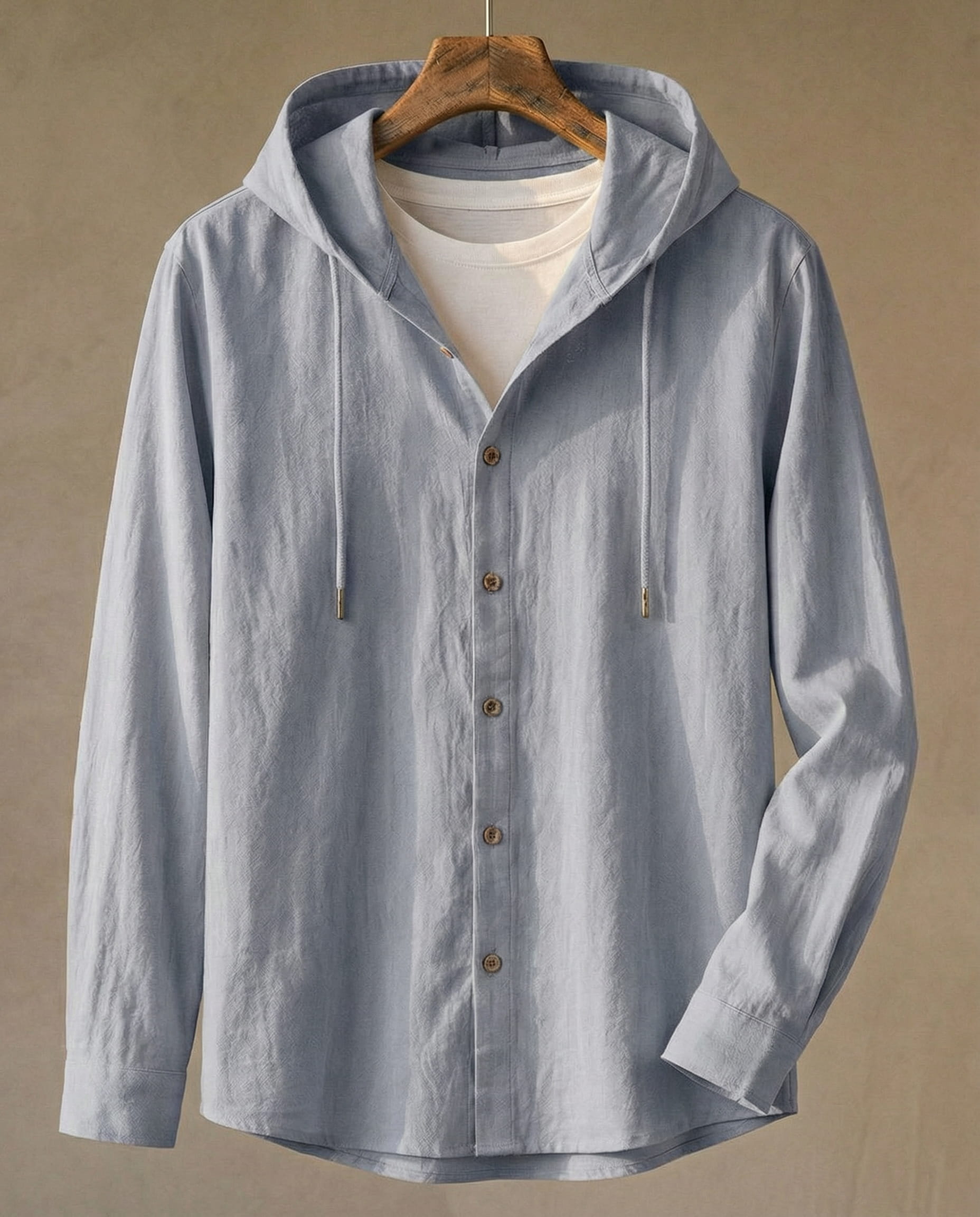 Elias Linen-Blend Hooded Shirt