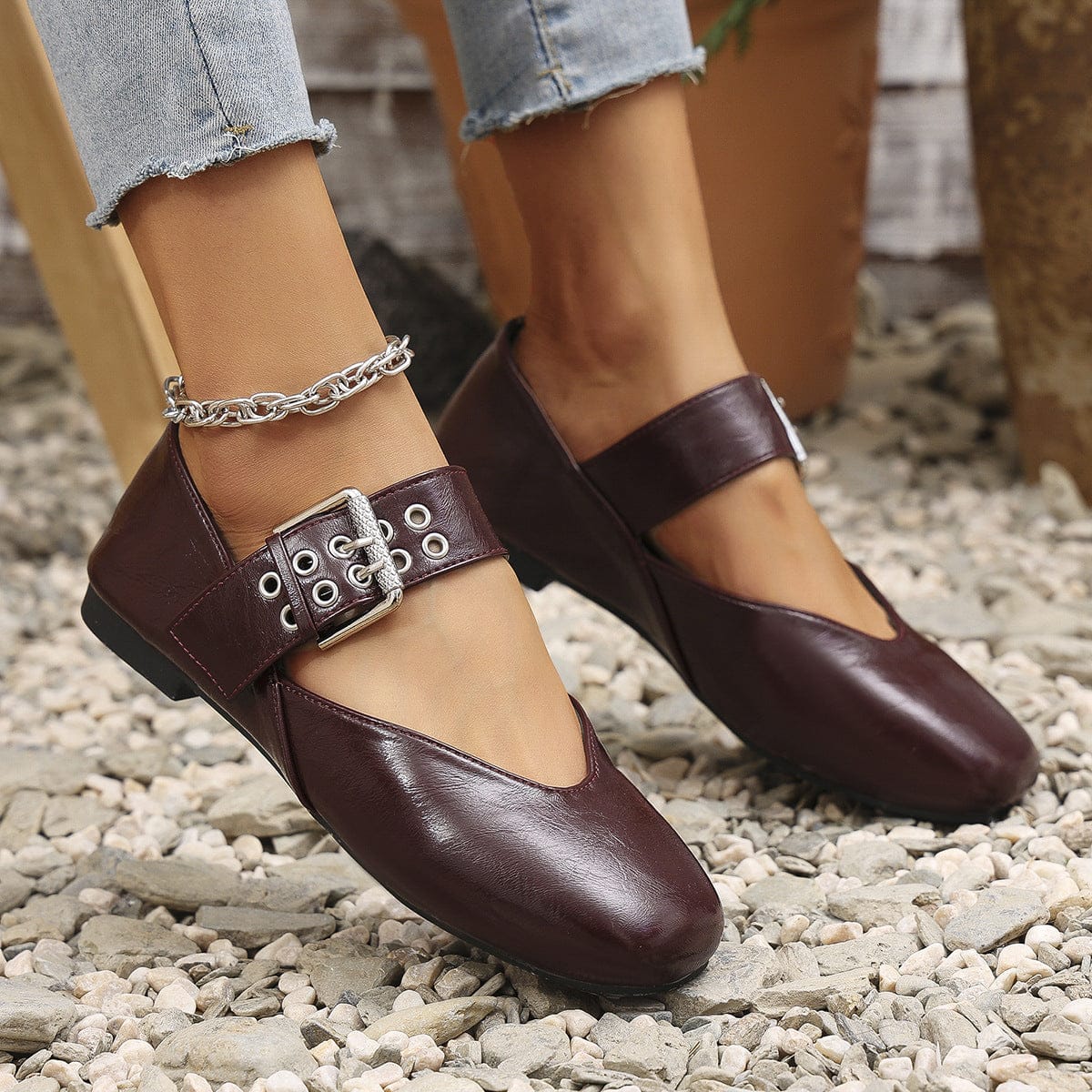 Merlot Mary Jane Flats