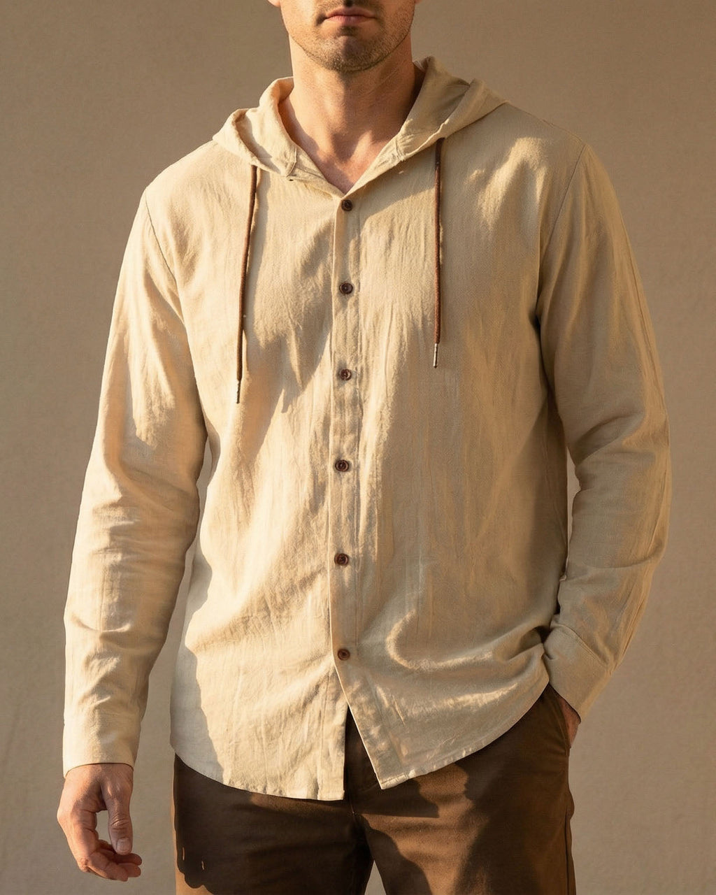 Elias Linen-Blend Hooded Shirt