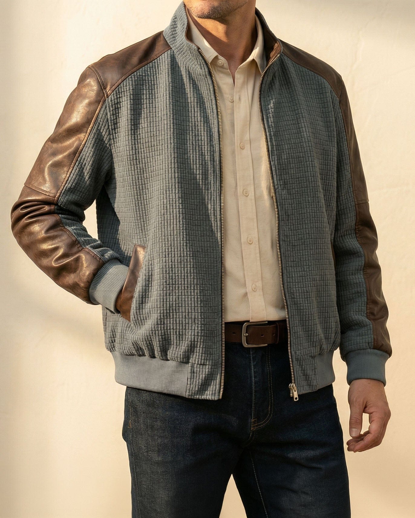 Alessio Corduroy Leather-Trim Jacket