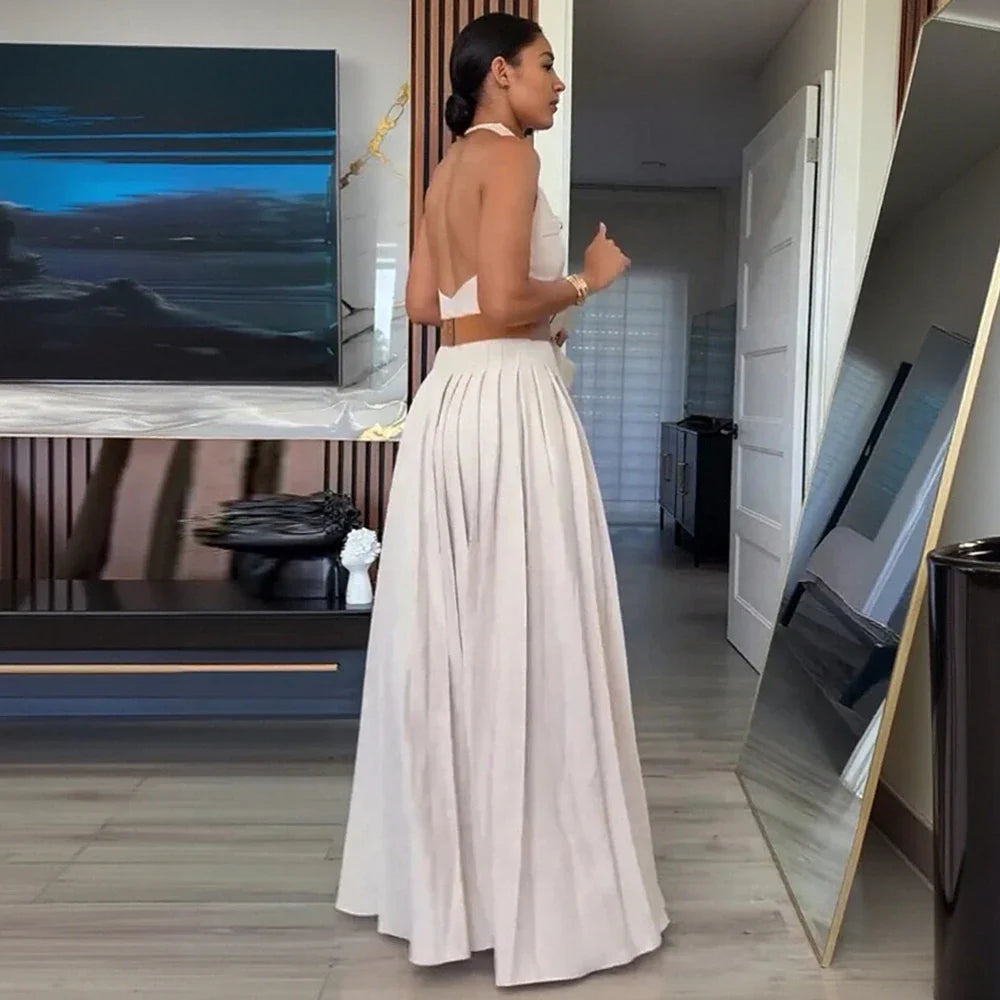 Valeria Elegant Halter Maxi Dress