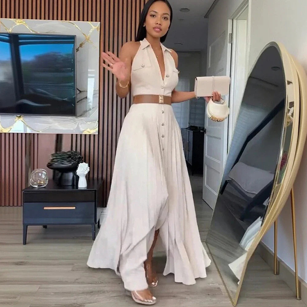 Valeria Elegant Halter Maxi Dress