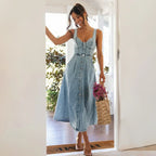Maya Chic Denim Suspender Dress