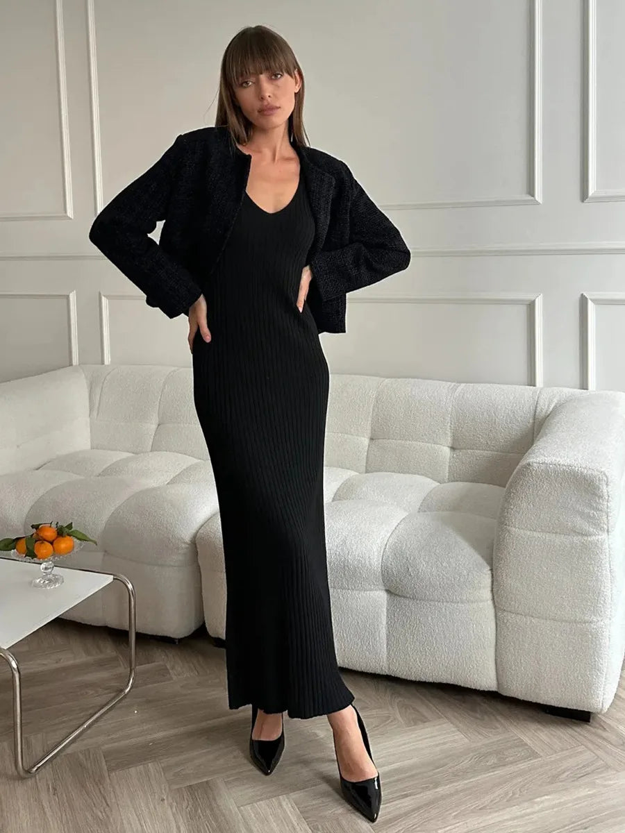 Elena Chic Knitted Midi Dress