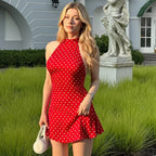 Thalira Backless Polka Dot Dress