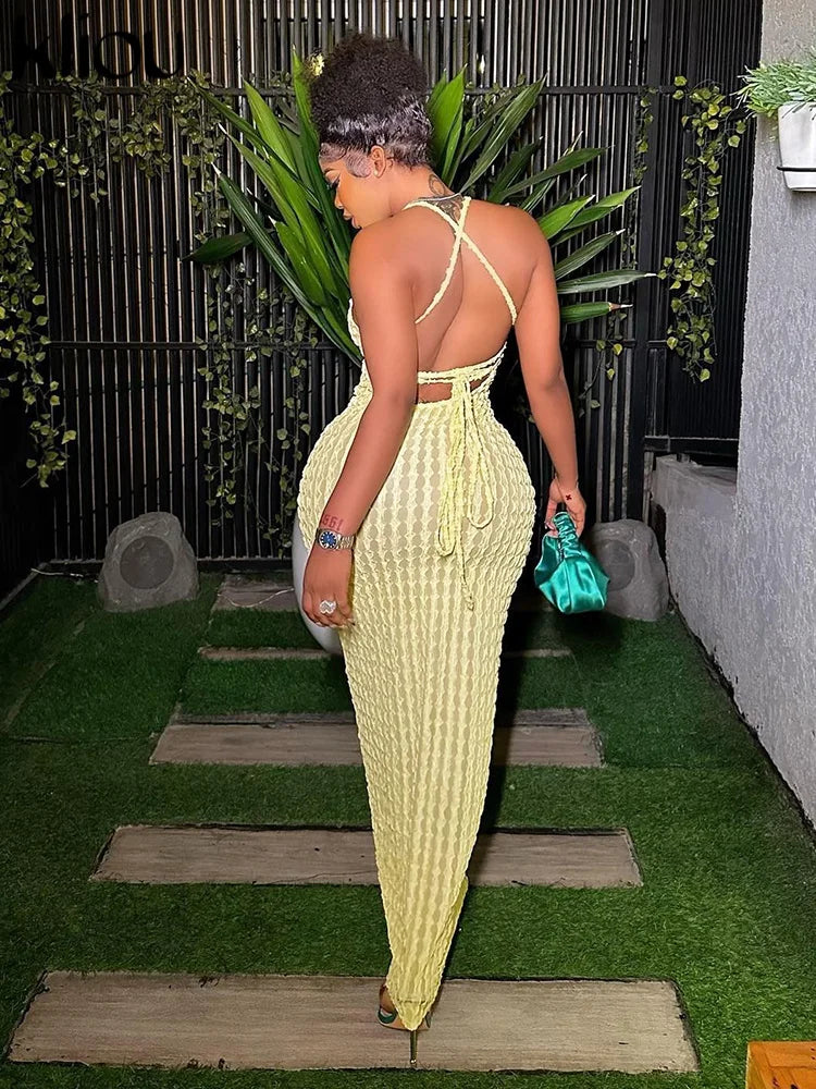 Elysia Sleeveless Ruched Maxi