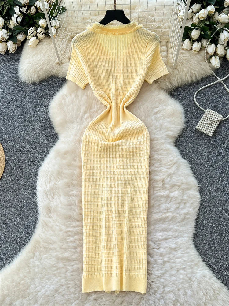 Eva Vintage Knitted Long Dress