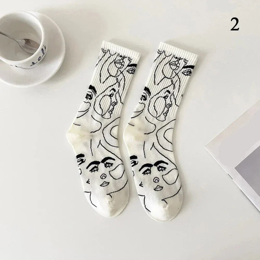 Staring Faces - Abstract Art Socks (6 Pairs)