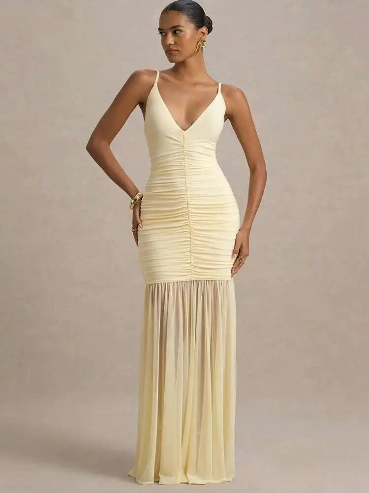 Marivelle V-Neck Ruched Dress