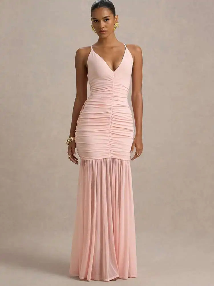 Marivelle V-Neck Ruched Dress