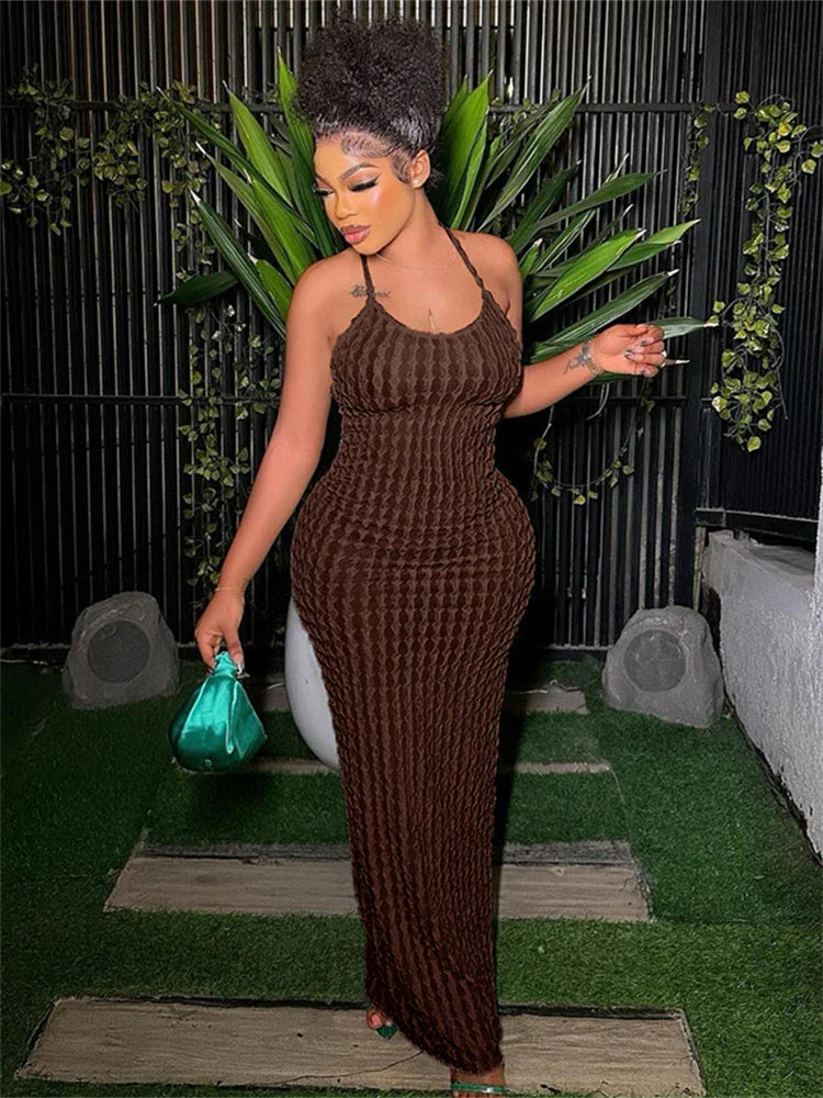 Elysia Sleeveless Ruched Maxi