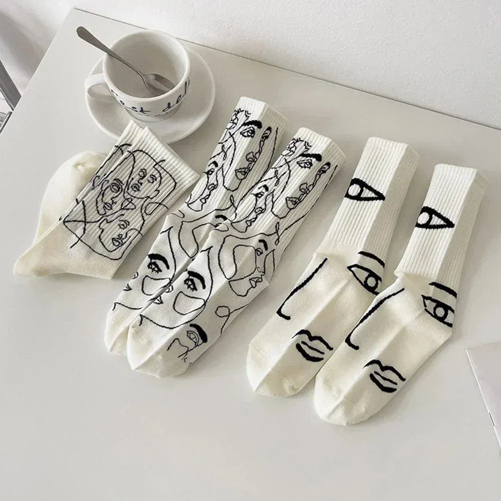Staring Faces - Abstract Art Socks (6 Pairs)