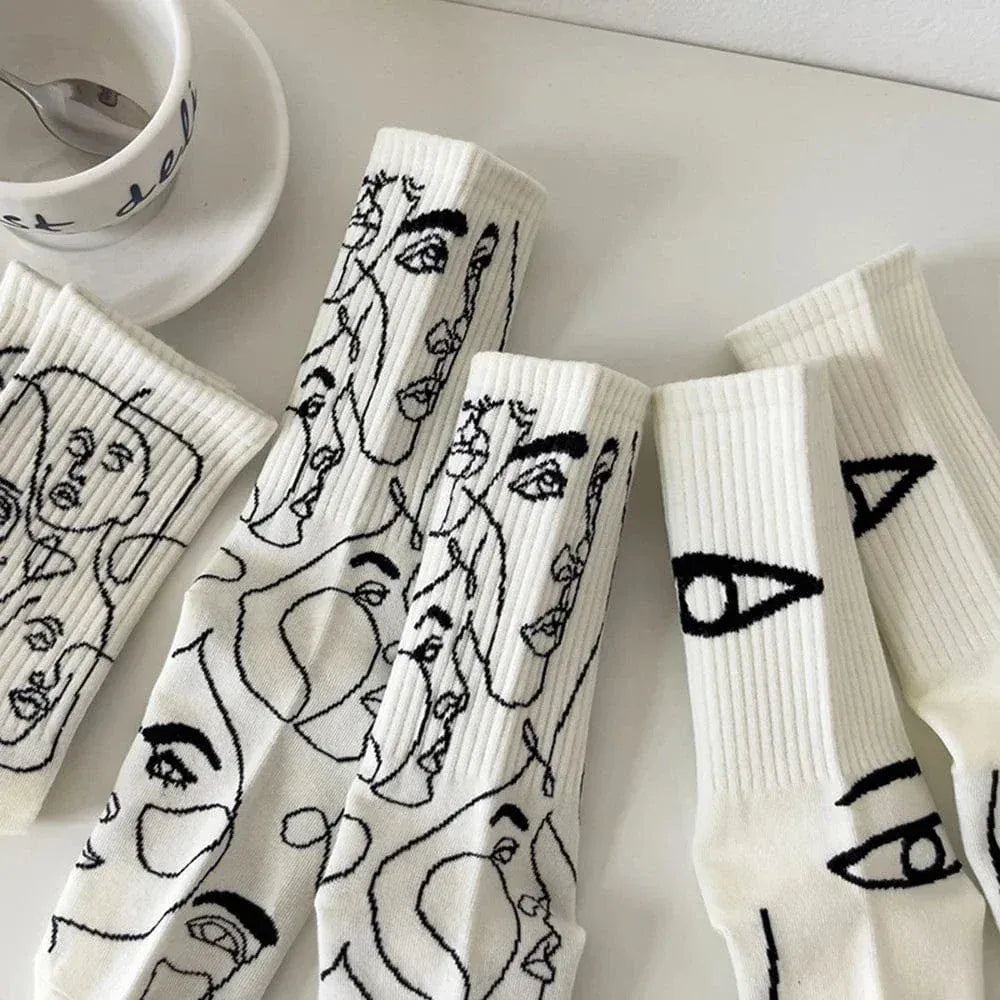 Staring Faces - Abstract Art Socks (6 Pairs)
