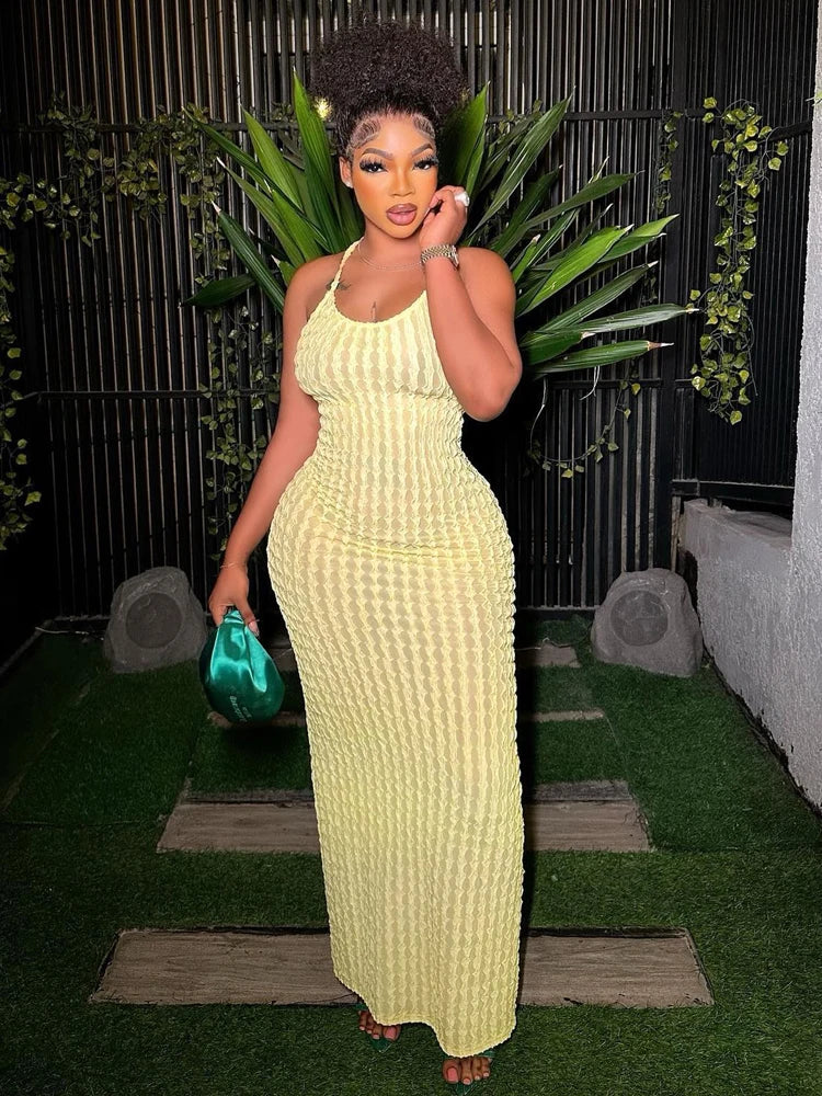 Elysia Sleeveless Ruched Maxi