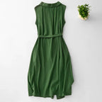 Mae Belted Button-Front Dress