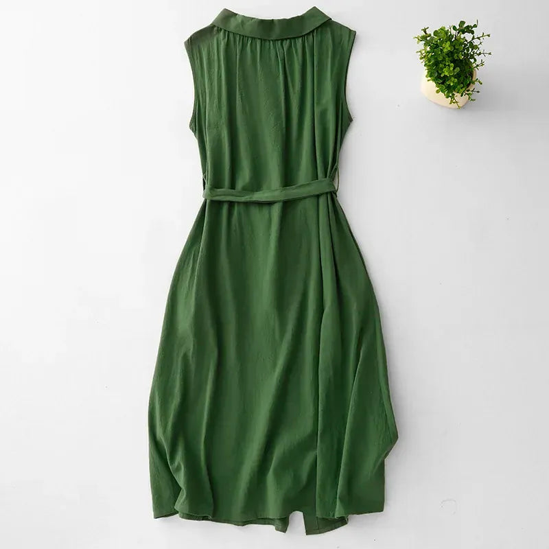 Mae Belted Button-Front Dress