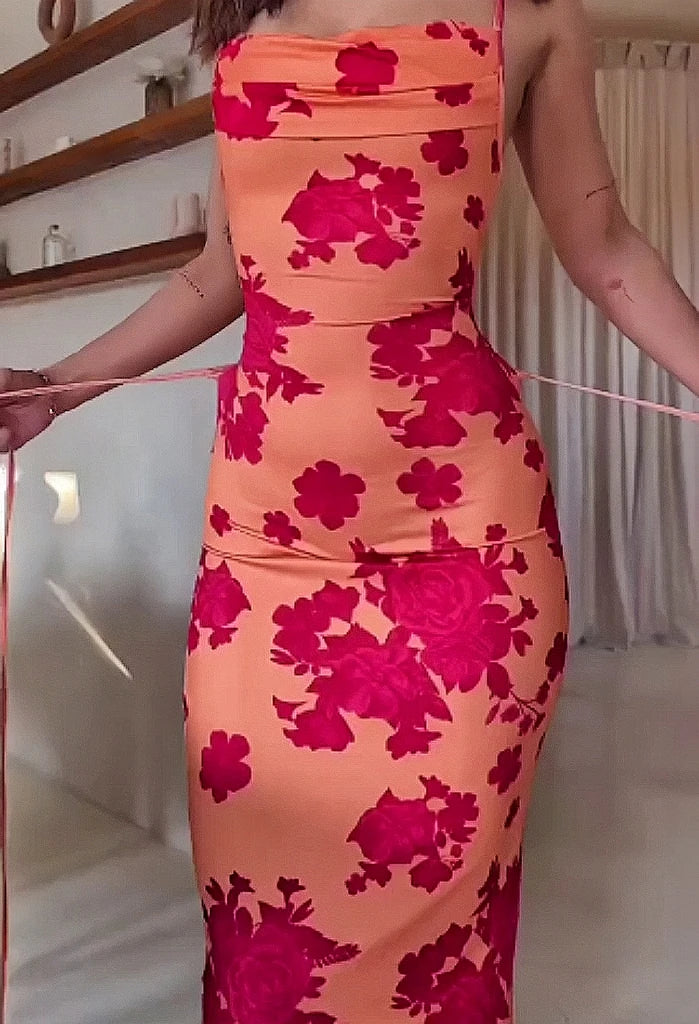 Elena Printed Halter Dress