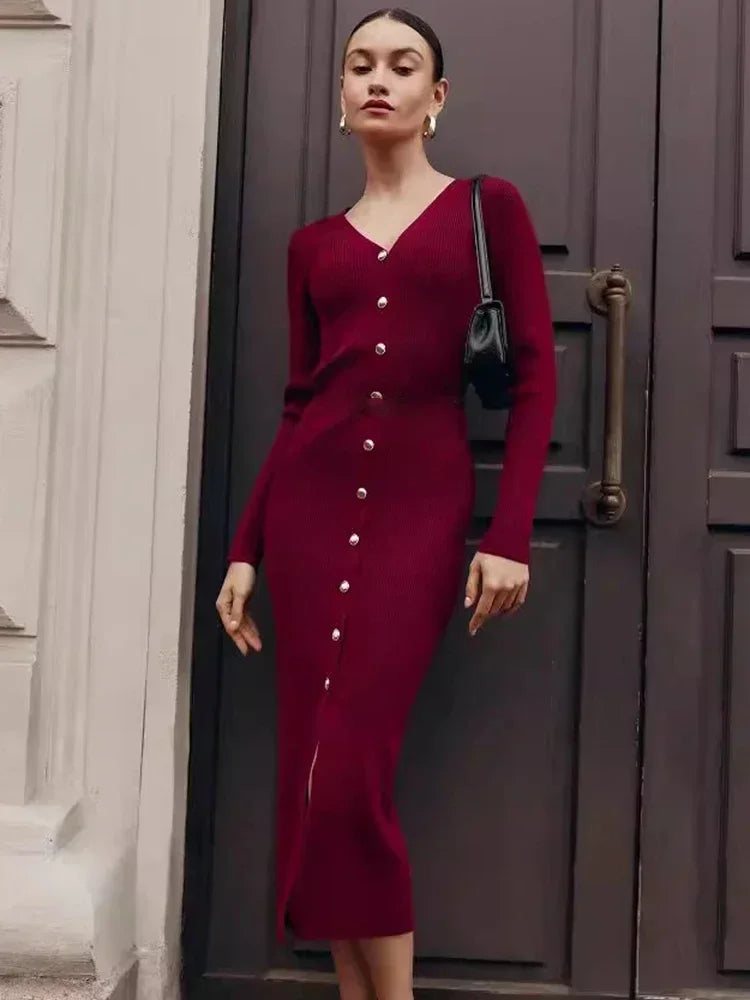 Maris V-Neck Patchwork Maxi