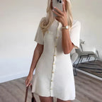 Alessia Gold-Button Knit Dress