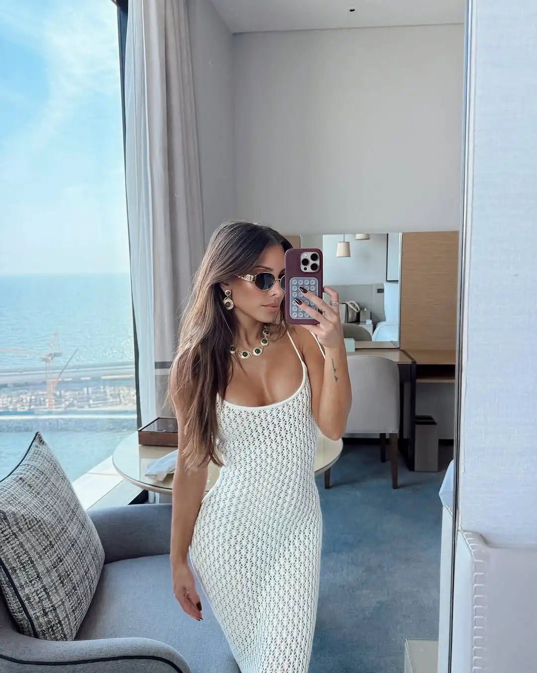 Serena Elegant Ruffled Knit Maxi Dress