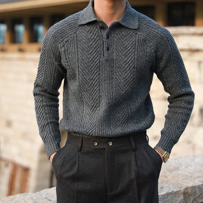 Classic Italian Knitted Polo Sweatshirt