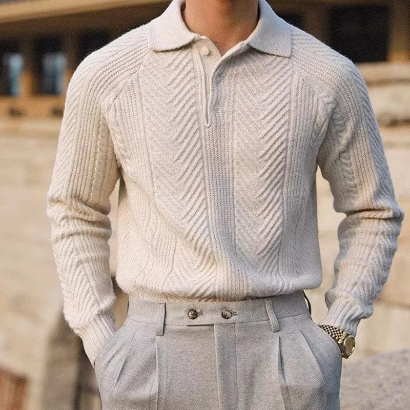 Classic Italian Knitted Polo Sweatshirt
