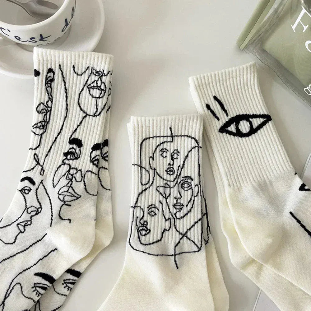 Staring Faces - Abstract Art Socks (6 Pairs)