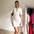 Alessia Gold-Button Knit Dress