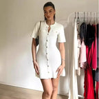 Alessia Gold-Button Knit Dress