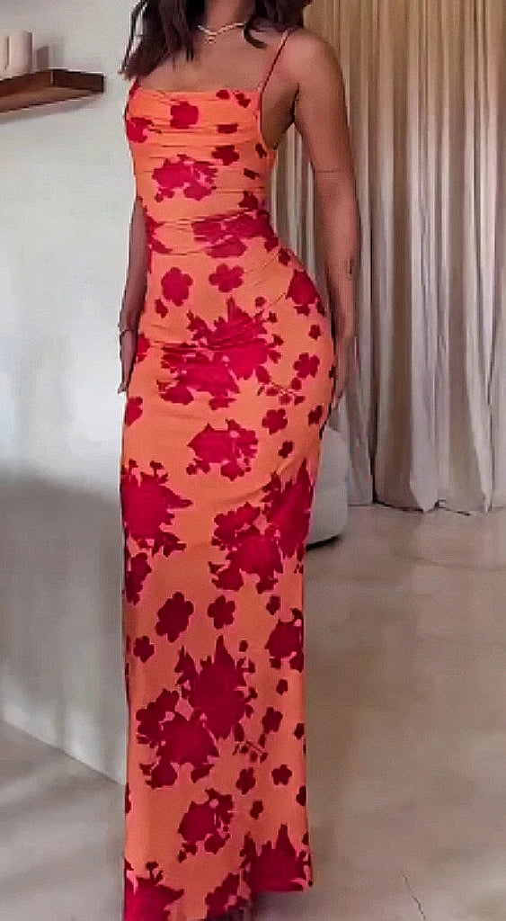 Elena Printed Halter Dress