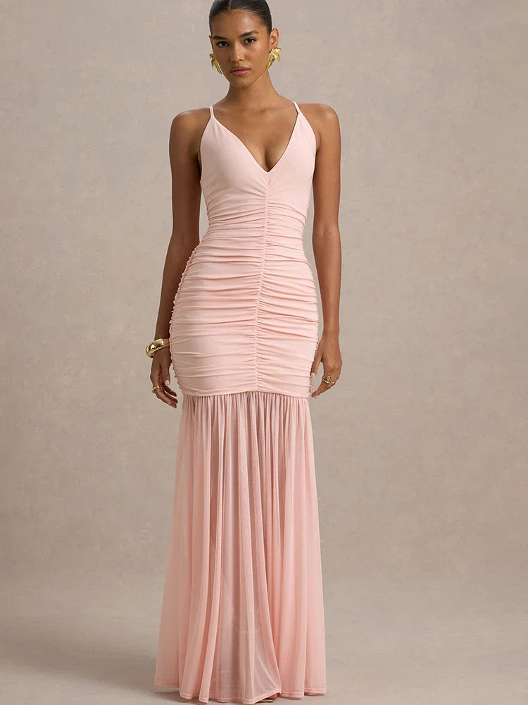 Marivelle V-Neck Ruched Dress