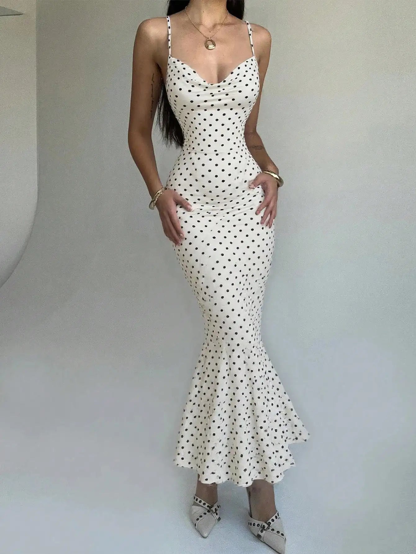 Camila Elegant Polka Dot Mermaid Dress