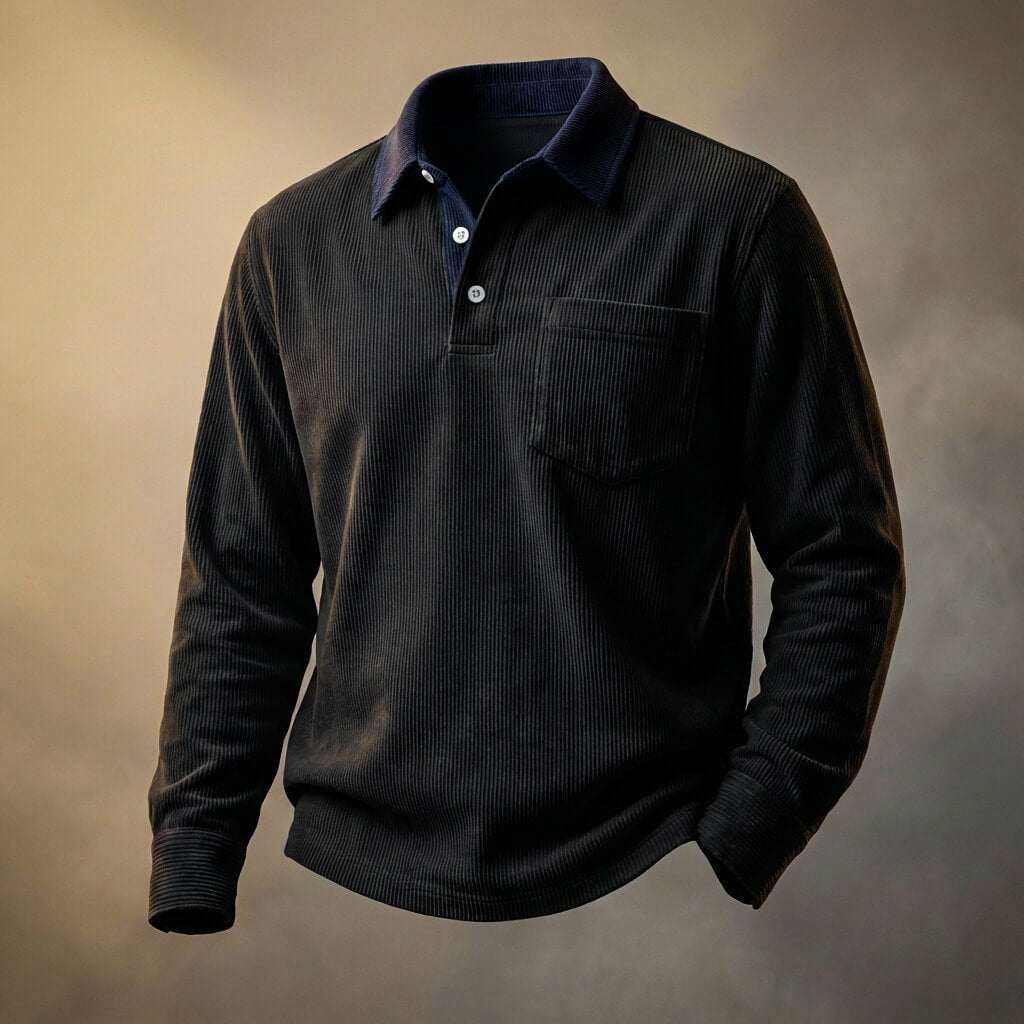 Gents Corduroy Long Sleeve Polo