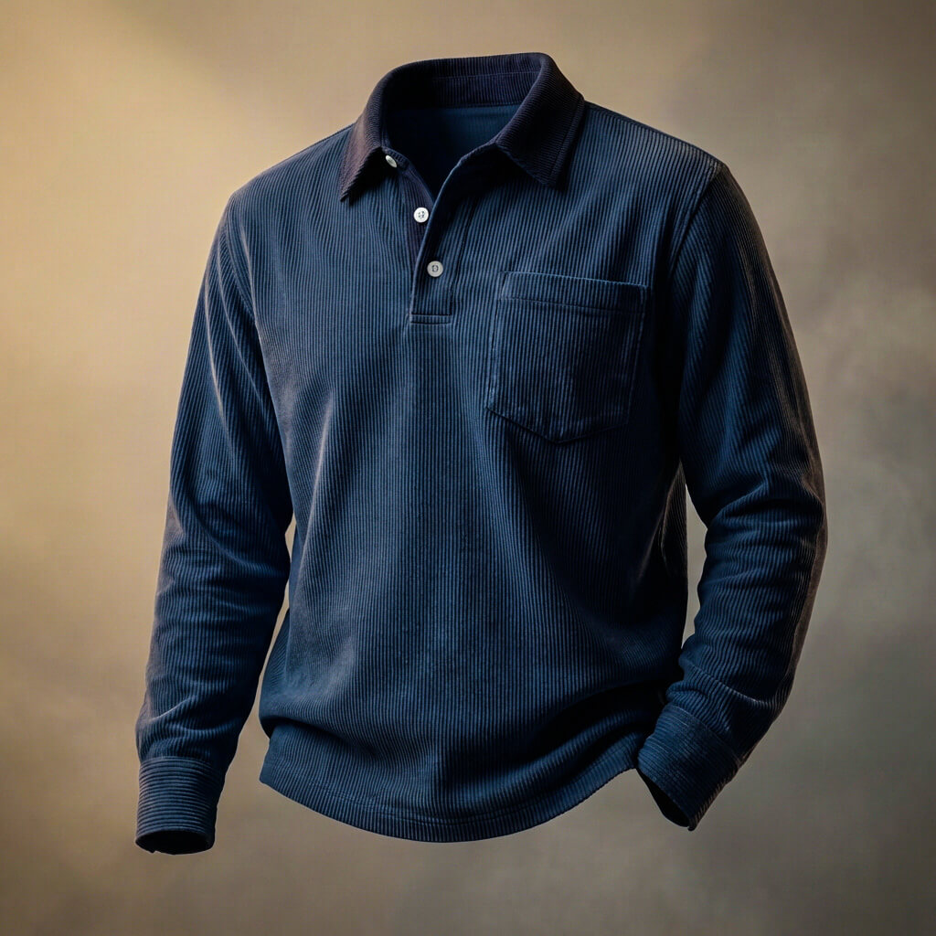 Gents Corduroy Long Sleeve Polo