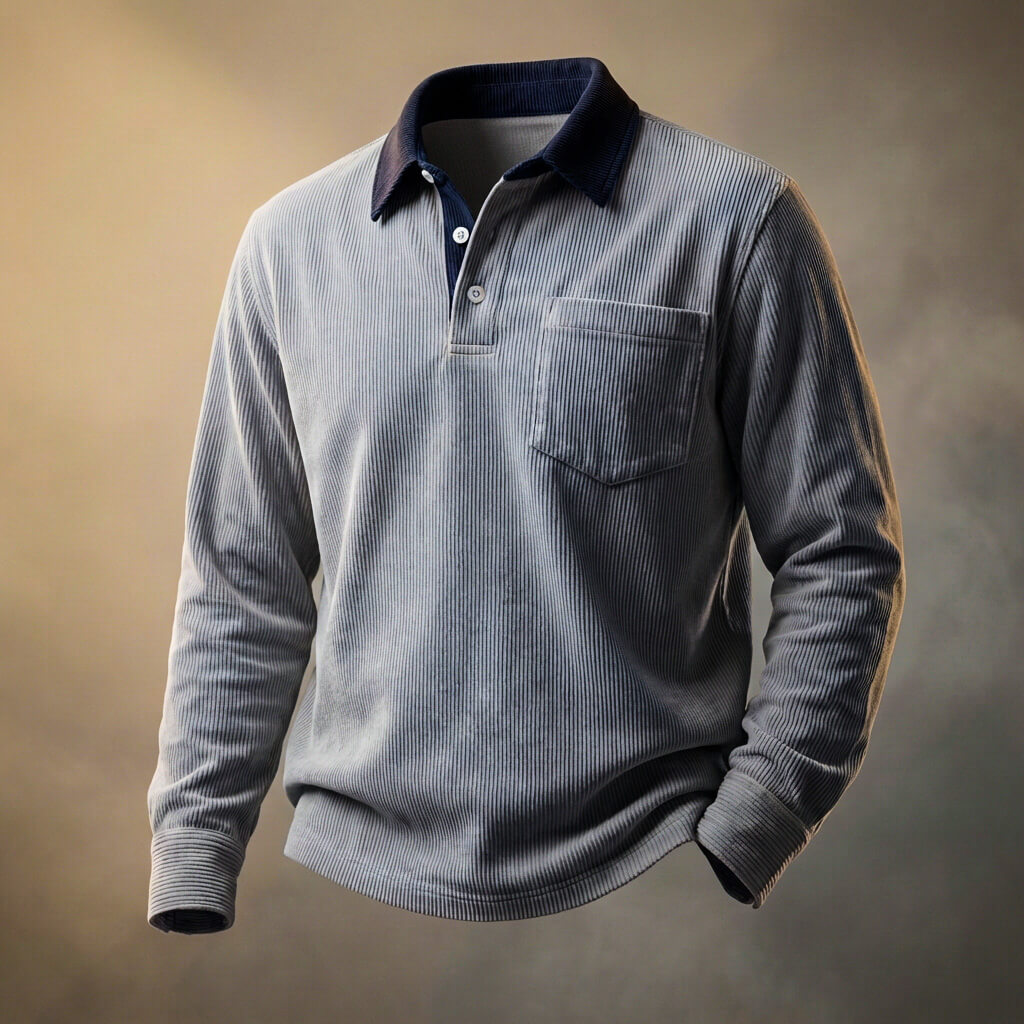 Gents Corduroy Long Sleeve Polo