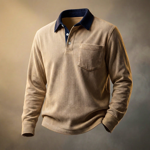 Gents Corduroy Long Sleeve Polo