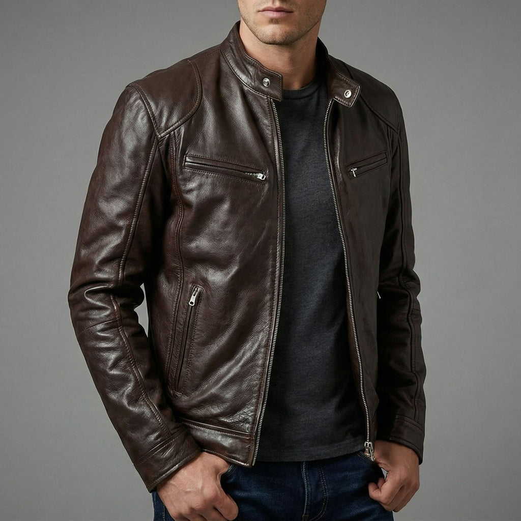 Enzo Leather Zip Jacket