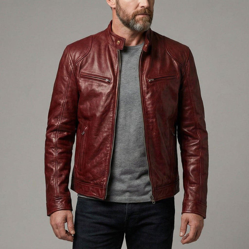 Enzo Leather Zip Jacket