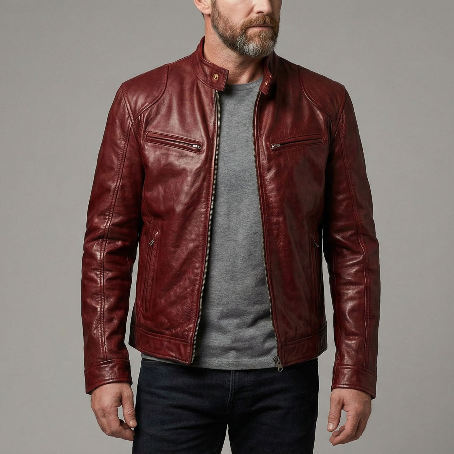 Enzo Leather Zip Jacket