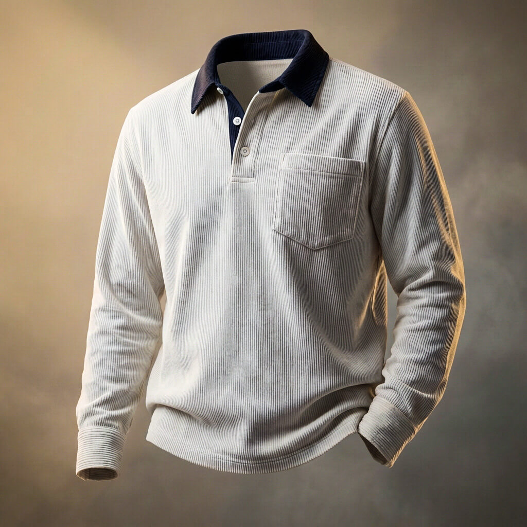 Gents Corduroy Long Sleeve Polo
